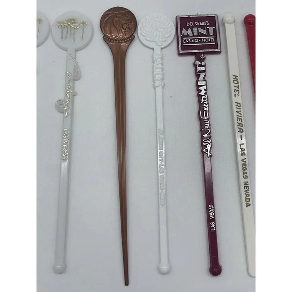 VINTAGE Las Vegas‎ Casino SWIZZLE STICKS Cocktail Stirrers - Picture 3 of 4